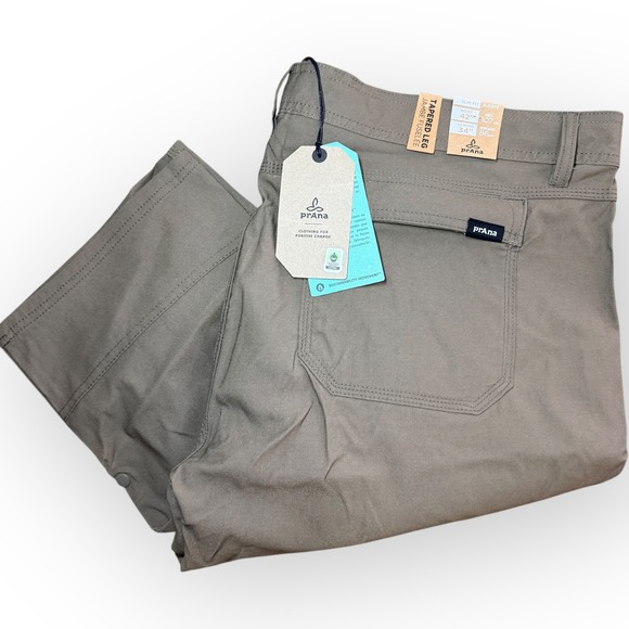 Prana Stretch Zion Slim Pant II Mens 42x34 Mud Brown Tapered Leg Hiking NEW $95